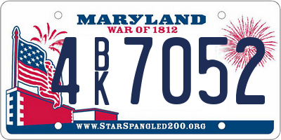 MD license plate 4BK7052