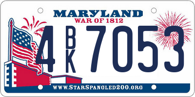 MD license plate 4BK7053