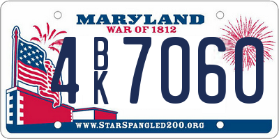 MD license plate 4BK7060