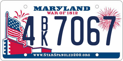 MD license plate 4BK7067