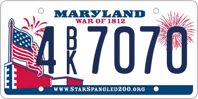 MD license plate 4BK7070