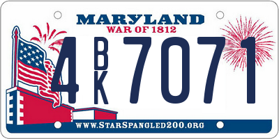 MD license plate 4BK7071