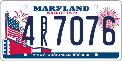 MD license plate 4BK7076