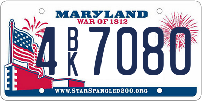 MD license plate 4BK7080