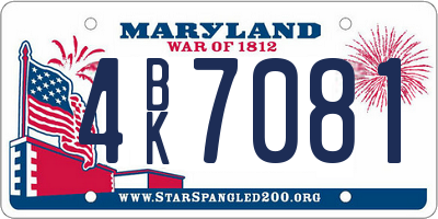 MD license plate 4BK7081