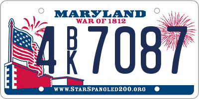 MD license plate 4BK7087