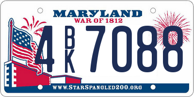 MD license plate 4BK7088
