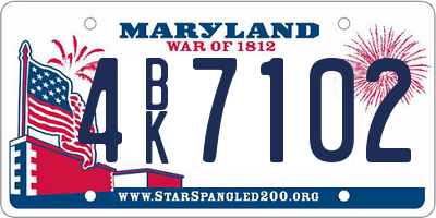 MD license plate 4BK7102