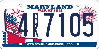 MD license plate 4BK7105