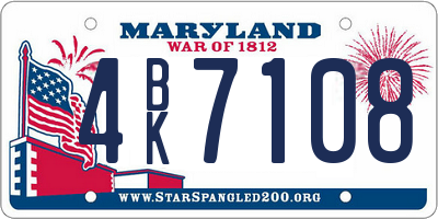 MD license plate 4BK7108