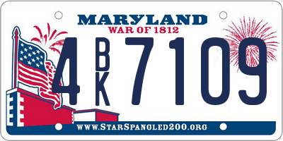 MD license plate 4BK7109