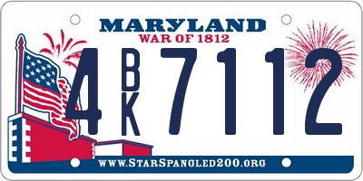 MD license plate 4BK7112