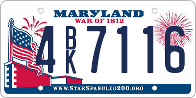 MD license plate 4BK7116