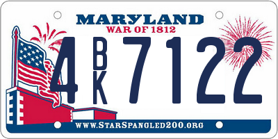 MD license plate 4BK7122