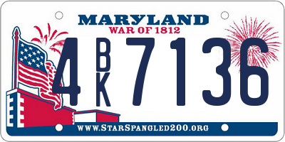 MD license plate 4BK7136