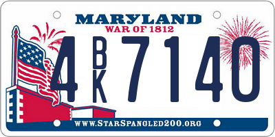 MD license plate 4BK7140