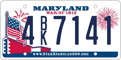 MD license plate 4BK7141