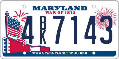 MD license plate 4BK7143