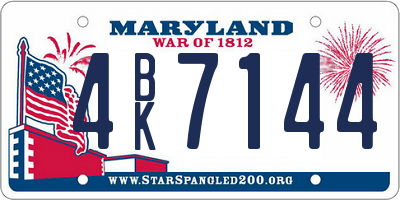 MD license plate 4BK7144