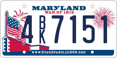 MD license plate 4BK7151