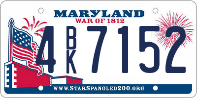 MD license plate 4BK7152