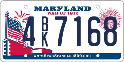 MD license plate 4BK7168