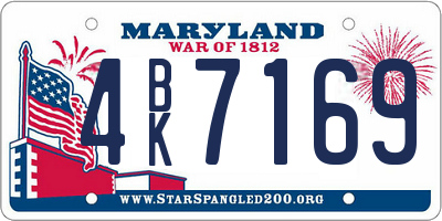 MD license plate 4BK7169