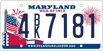 MD license plate 4BK7181