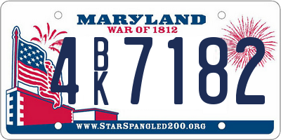 MD license plate 4BK7182