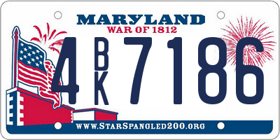 MD license plate 4BK7186
