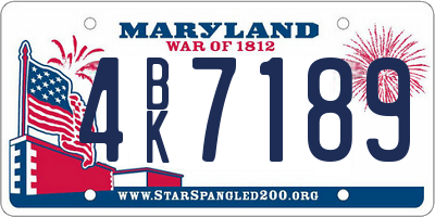 MD license plate 4BK7189