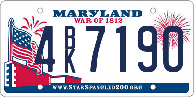 MD license plate 4BK7190