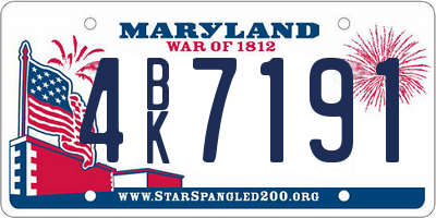 MD license plate 4BK7191