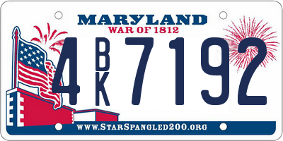 MD license plate 4BK7192