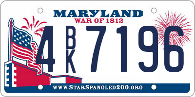 MD license plate 4BK7196