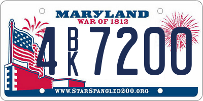 MD license plate 4BK7200