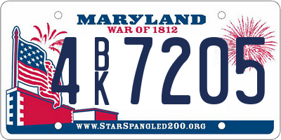 MD license plate 4BK7205