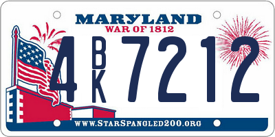 MD license plate 4BK7212