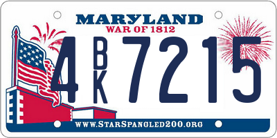 MD license plate 4BK7215