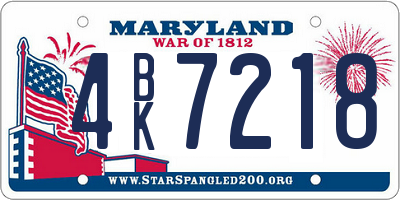 MD license plate 4BK7218