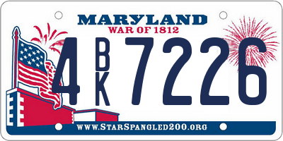 MD license plate 4BK7226
