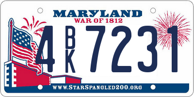 MD license plate 4BK7231