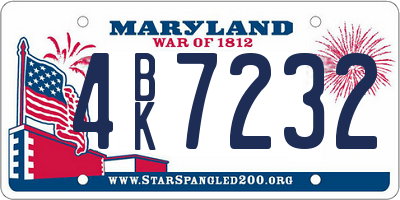 MD license plate 4BK7232