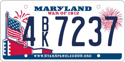 MD license plate 4BK7237