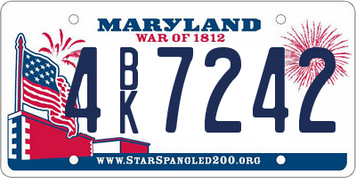MD license plate 4BK7242