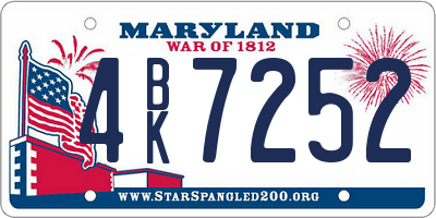 MD license plate 4BK7252