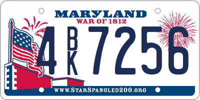 MD license plate 4BK7256