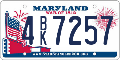 MD license plate 4BK7257