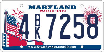 MD license plate 4BK7258