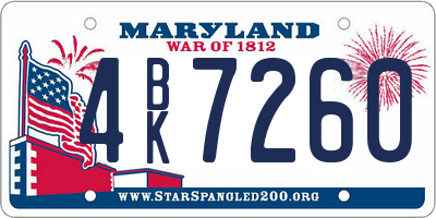 MD license plate 4BK7260